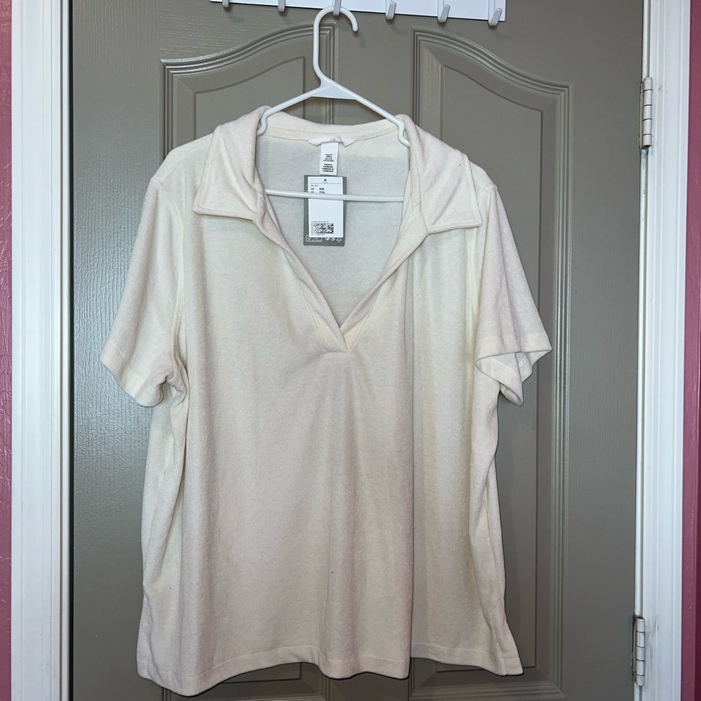 NWT H&M white terry cloth top size xxl